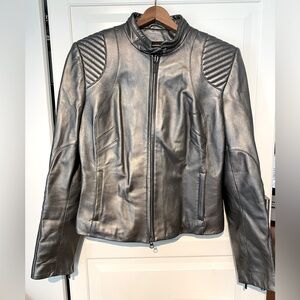 Danier Gunmetal Grey Leather Moto Jacket sz XS